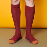 Unisex Red & Rust Recycled Silk Blend Knee Socks