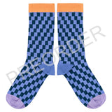 ANKLE SOCKS - Cotton - Women's –  Check - Teal/Blue