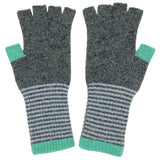 FINGERLESS GLOVES - lambswool - women's - grey & mint