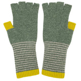 FINGERLESS GLOVES - lambswool - women's - soft green & electric