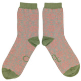 Women's Light Pink Fair Isle Lambswool Ankle Socks