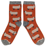 ANKLE SOCKS - lambswool - women's  - sheep - orange - CASE SIZE 3