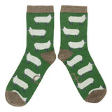 ANKLE SOCKS - lambswool - women's  - sheep - green - CASE SIZE 3