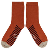 ANKLE SOCKS - lambswool - women's - striped sole - orange - CASE SIZE 3