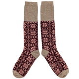KNEE SOCKS - lambswool - women's - fair isle - plum - CASE SIZE 3
