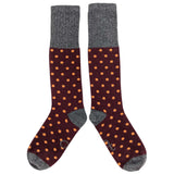 KNEE SOCKS - lambswool - women's - dots - plum/peach - CASE SIZE 3