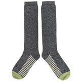 KNEE SOCKS - Lambswool - Women's - Striped Sole - Grey