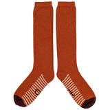 KNEE SOCKS - lambswool - women's - striped sole - orange - CASE SIZE 3