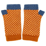 WRIST WARMERS - lambswool - check - peach