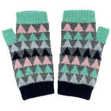 Women's Grey & Mint Triangle Lambswool Wrist Warmers