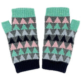 WRIST WARMERS - lambswool - triangle - grey & mint