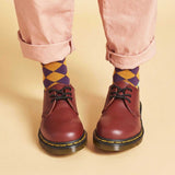 ANKLE SOCKS - Cotton - Women's – Diamonds - Aubergine