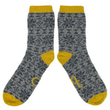 ANKLE SOCKS - lambswool - women's  - fair isle - grey & yellow - CASE SIZE 3