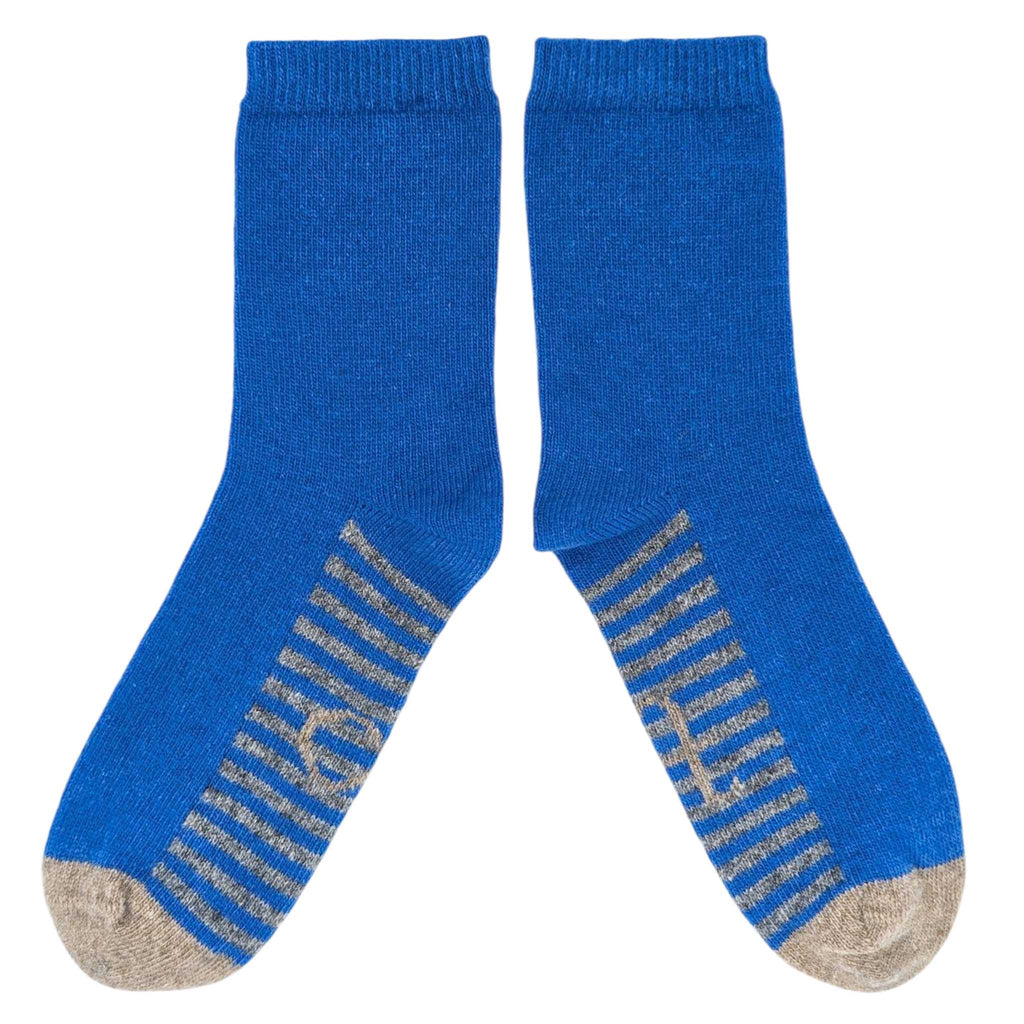 ANKLE SOCKS - lambswool - women's - striped sole - bright blue - CASE SIZE 3