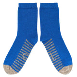 ANKLE SOCKS - lambswool - women's - striped sole - bright blue - CASE SIZE 3