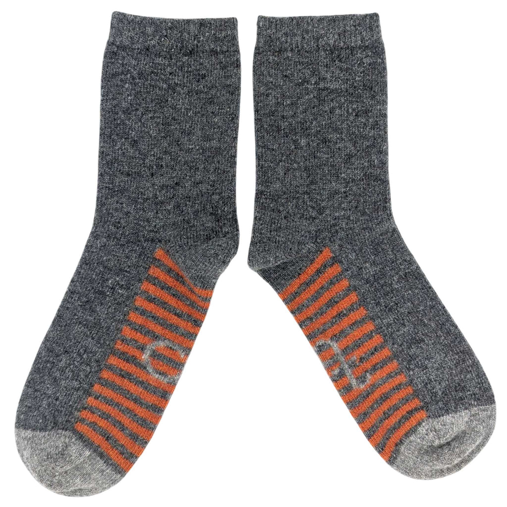 ANKLE SOCKS - lambswool - women's - striped sole - grey - CASE SIZE 3