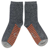 ANKLE SOCKS - lambswool - women's - striped sole - grey - CASE SIZE 3