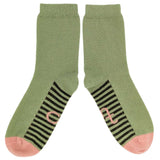 ANKLE SOCKS - lambswool - women's - striped sole - mint - CASE SIZE 3