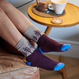 ANKLE SOCKS - lambswool - women's  - forest - aniseed 