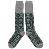 KNEE SOCKS - lambswool - women's - fair isle - green - CASE SIZE 3