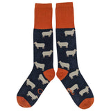 KNEE SOCKS - lambswool - women's - sheep - blue - CASE SIZE 3