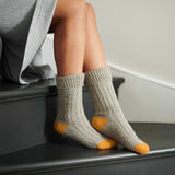 Unisex Grey & Yellow Recycled Silk Blend Chunky Socks