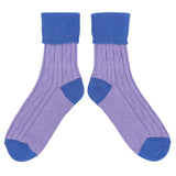 SLOUCH SOCKS - cashmere mix - LILAC / BRIGHT BLUE - CASE SIZE 3