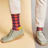 ANKLE SOCKS - Cotton - Men's – Diamonds - Red