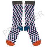 ANKLE SOCKS - Cotton - Men's –  Check - Teal/Pink