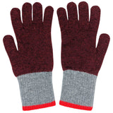 GLOVES - Lambswool - Men's - Red/Grey
