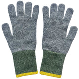 Men's Grey & Green Colour Block Lambswool Gloves