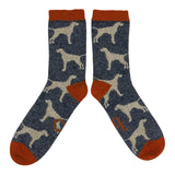 ANKLE SOCKS - lambswool -men's  - dogs - grey - CASE SIZE 3