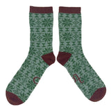 ANKLE SOCKS - lambswool -men's  - fair isle - green -CASE SIZE 3