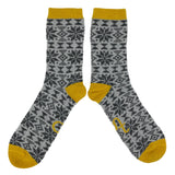 ANKLE SOCKS - lambswool -men's  - fair isle - grey -CASE SIZE 3