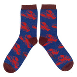 ANKLE SOCKS - lambswool -men's  - lobsters - navy - CASE SIZE 3