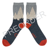 PRE-ORDER*** ANKLE SOCKS - lambswool -men's  - mountains - grey - CASE SIZE 3