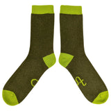 ANKLE SOCKS - Lambswool - Men's  - Everyday - Khaki/Lime