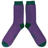 Men's Purple & Fir Green Lambswool Ankle Socks