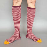 Men's Plum & Pink Stripe Lambswool Knee Socks