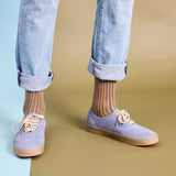 ANKLE SOCKS - Cotton - Men's –  Pinstripe - Grey/Peach