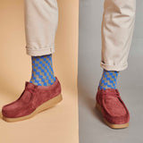 Men's Blue & Grey Check Organic Cotton Ankle Socks