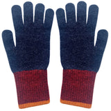 Men's Navy & Red Colour Block Lambswool Gloves
