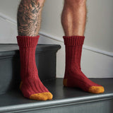 Men's Red & Ginger Recycled Silk Blend Chunky Socks