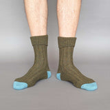 ANKLE SOCKS - lambswool & silk - unisex - Dark Green & Jade - CASE SIZE 3