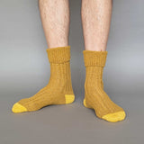 ANKLE SOCKS - lambswool & silk - unisex - Mustard & Yellow - CASE SIZE 3