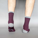  ANKLE SOCKS - lambswool -men's  - stripe - plum - CASE SIZE 3