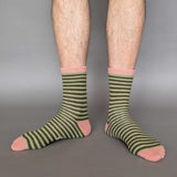 ANKLE SOCKS - Lambswool - Men's  - Stripe - Mint