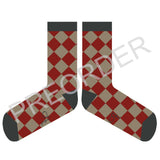 ANKLE SOCKS - Lambswool - Men's  - Diamonds - Dark Red/Mushroom