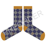 ANKLE SOCKS - Lambswool - Men's  - Diamonds - Navy/Mustard