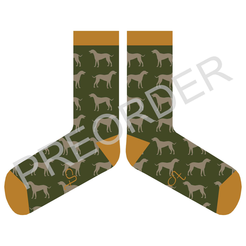 ANKLE SOCKS - Lambswool - Men's  - Dog - Green/Mustard